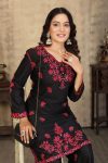 LATEST RAYON SLUB CHIKANKARI EMBROIDERY WORK TOP BOTTOM SET FESTIVE WEAR WHOLESALE PRICE ETHNIC GARMENT (6)