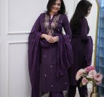 LATEST RAYON SLUB SEQUENCE EMBROIDERY WORK TOP BOTTOM WITH DUPATTA PARTY WEAR WHOLESALE PRICE ETHNIC GARMENT (4)