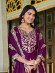 LATEST ROMAN SILK EMBROIDERY WORK TOP BOTTOM WITH DUPATTA PARTY WEAR WHOLESALE PRICE ETHNIC GARMENT (3)