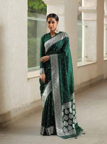 LATEST SOFT LICHI SILK ZARI WEAVING WORK SAREE WITH UNSTITCHED BLOUSE