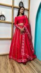 LATEST TWO TONE SLUB FOIL PAPER WORK LEHENGA CHOLI WITH DUPATTA PARTY WEAR WHOLESALE PRICE ETHNIC GARMENT (1)