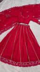 LATEST TWO TONE SLUB FOIL PAPER WORK LEHENGA CHOLI WITH DUPATTA PARTY WEAR WHOLESALE PRICE ETHNIC GARMENT (1)