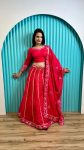 LATEST TWO TONE SLUB FOIL PAPER WORK LEHENGA CHOLI WITH DUPATTA PARTY WEAR WHOLESALE PRICE ETHNIC GARMENT (1)