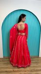 LATEST TWO TONE SLUB FOIL PAPER WORK LEHENGA CHOLI WITH DUPATTA PARTY WEAR WHOLESALE PRICE ETHNIC GARMENT (1)