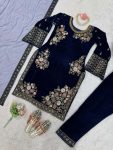 LATEST VISCOSE VELVET SEQUENCE EMBROIDERY WORK TOP BOTTOM WITH DUPATTA PARTY WEAR WHOLESALE PRICE ETHNIC GARMENT (5)
