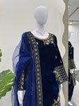 LATEST VISCOSE VELVET SEQUENCE EMBROIDERY WORK TOP BOTTOM WITH DUPATTA PARTY WEAR WHOLESALE PRICE ETHNIC GARMENT (5)