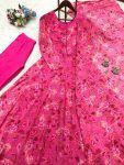 LATEST WEIGHTLESS DIGITAL PRINTED ANARKALI GOWN BOTTOM WITH DUPATTA PINK