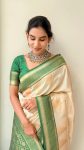 MODERN BANARASI SOFT SILK GOLD ZARI WEAVING WORK SAREE WITH UNSTITCHED BLOUSE WEDDING WEAR WHOLESALE PRICE ETHNIC GARMENT (11)