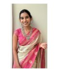 MODERN  BANARASI SOFT SILK  GOLD  ZARI WEAVING WORK SAREE WITH UNSTITCHED BLOUSE  PINK