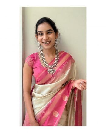 MODERN  BANARASI SOFT SILK  GOLD  ZARI WEAVING WORK SAREE WITH UNSTITCHED BLOUSE  PINK