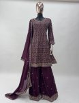 MOST PICKED CHINON EMBROIDERY SEQUENCE WORK TOP PALAZZO WITH DUPATTA PARTY WEAR WHOLESALE PRICE ETHNIC GARMENT (3)