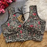 MOST PICKED COTTON AJRAKH HANDBLOCK READY TO WEAR STITCHED BLOUSE BLACK