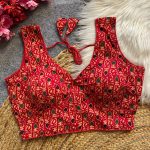 MOST PICKED COTTON AJRAKH HANDBLOCK READY TO WEAR STITCHED BLOUSE RED