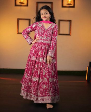 MOST PICKED GEORGETTE EMBROIDERY SEQUENCE WORK KID'S GOWN WITH DUPATTA RANI
