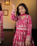 MOST PICKED GEORGETTE EMBROIDERY SEQUENCE WORK KID’S GOWN WITH DUPATTA PARTY WEAR WHOLESALE PRICE ETHNIC GARMENT (1)