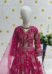 MOST PICKED GEORGETTE EMBROIDERY SEQUENCE WORK KID’S GOWN WITH DUPATTA PARTY WEAR WHOLESALE PRICE ETHNIC GARMENT (1)
