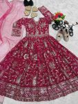 MOST PICKED GEORGETTE EMBROIDERY SEQUENCE WORK KID’S GOWN WITH DUPATTA PARTY WEAR WHOLESALE PRICE ETHNIC GARMENT (1)