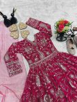 MOST PICKED GEORGETTE EMBROIDERY SEQUENCE WORK KID’S GOWN WITH DUPATTA PARTY WEAR WHOLESALE PRICE ETHNIC GARMENT (1)