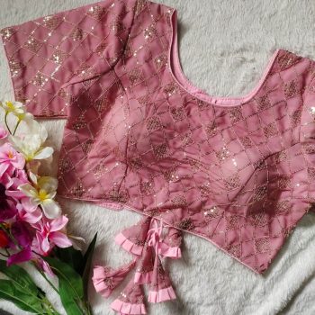 MOST PICKED GEORGETTE SEQUENCE WORK READY TO WEAR STITCHED BLOUSE PINK