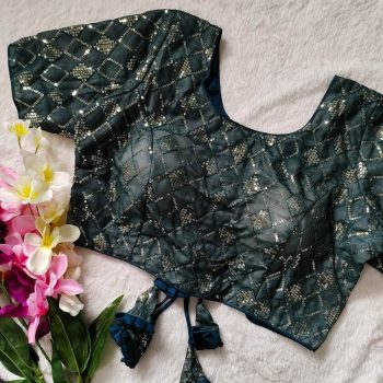 MOST PICKED GEORGETTE SEQUENCE WORK READY TO WEAR STITCHED BLOUSE TEAL