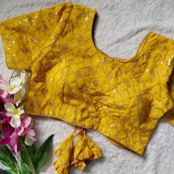 MOST PICKED GEORGETTE SEQUENCE WORK READY TO WEAR STITCHED BLOUSE YELLOW