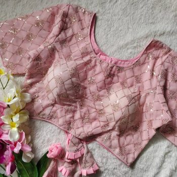 MOST PICKED GEORGETTE SEQUENCE WORK READY TO WEAR STITCHED BLOUSE BABYPINK