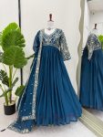 MOST PICKED GEORGETTE THREAD WITH SEQUENCE WORK GOWN WITH DUPATTA FESTIVE WEAR WHOLESALE PRICE ETHNIC GARMENT (4)