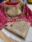 MOST PICKED GOLD CRUSH EMBROIDERY LACE WORK SAREE WITH KOTI STYLE STITCHED BLOUSE PARTY WEAR WHOLESALE PRICE ETHNIC GARMENT (3)