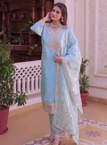 MOST PICKED JIMMY CHOO EMBROIDERY SEQUENCE WORK TOP BOTTOM WITH DUPATTA SKY