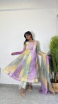MOST PICKED ORGANZA BANDHEJ PRINTED ANARKALI GOWN BOTTOM WITH DUPATTA PARTY WEAR WHOLESALE PRICE ETHNIC GARMENT (8)