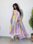 MOST PICKED ORGANZA BANDHEJ PRINTED ANARKALI GOWN BOTTOM WITH DUPATTA PARTY WEAR WHOLESALE PRICE ETHNIC GARMENT (8)