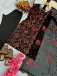 MOST PICKED ROMAN SILK EMBROIDERY THREAD SEQUENCE WORK TOP BOTTOM WITH DUPATTA PARTY WEAR WHOLESALE PRICE ETHNIC GARMENT (7)