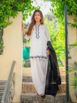 MOST PICKED ROMAN SILK EMBROIDERY WORK TOP SALWAR WITH DUPATTA WHITE