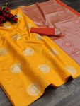 MOST PICKED SOFT LICHI SILK JACQUARD WORK SAREE WITH UNSTITCHED BLOUSE PARTY WEAR WHOLESALE PRICE ETHNIC GARMENT (3)