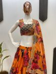 MOST PICKED TABBY ORGANZA PRINTED EMBROIDERY SEQUENCE WORK LEHENGA CHOLI WITH DUPATTA PARTY WEAR WHOLESALE PRICE ETHNIC GARMENT (5)