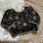 MOST PICKED VELVET THREAD SEQUENCE WORK STITCHED BLOUSE BLACK