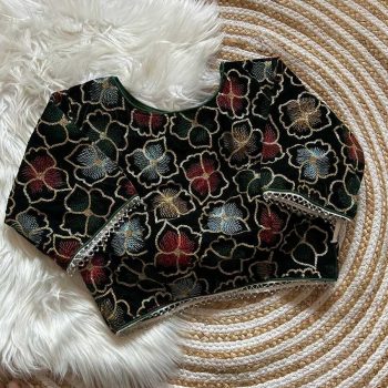 MOST PICKED VELVET THREAD SEQUENCE WORK STITCHED BLOUSE BLACK