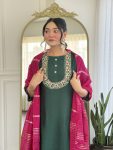 MOST PICKED VICHITRA SILK SEQUENCE CODING EMBROIDERY WORK TOP BOTTOM WITH DUPATTA FESTIVE WEAR WHOLESALE PRICE ETHNIC GARMENT (5)