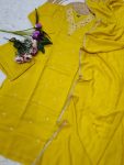 MOST PICKED VICHITRA SILK SEQUENCE CODING EMBROIDERY WORK TOP BOTTOM WITH DUPATTA PARTY WEAR WHOLESALE PRICE ETHNIC GARMENT (4)