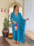 MOST PICKED VICHITRA SILK SEQUENCE CODING EMBROIDERY WORK TOP BOTTOM WITH DUPATTA BLUE