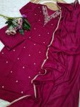 MOST PICKED VICHITRA SILK SEQUENCE CODING EMBROIDERY WORK TOP BOTTOM WITH DUPATTA PARTY WEAR WHOLESALE PRICE ETHNIC GARMENT (3)