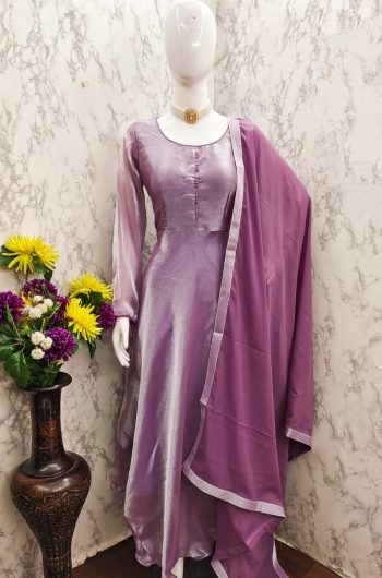 NEW ARRIVAL BURBERRY SILK POTALI BUTTON WORK ANARKALI GOWN WITH DUPATTA  WINE