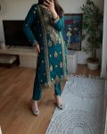 NEW ARRIVAL CHINON EMBROIDERY CODING SEQUENCE WORK TOP BOTTOM WITH DUPATTA PARTY WEAR WHOLESALE PRICE ETHNIC GARMENT (4)