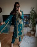 NEW ARRIVAL CHINON EMBROIDERY CODING SEQUENCE WORK TOP BOTTOM WITH DUPATTA PARTY WEAR WHOLESALE PRICE ETHNIC GARMENT (4)