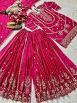 NEW ARRIVAL CHINON EMBROIDERY CODING SEQUENCE WORK TOP PALAZZO WITH DUPATTA PARTY WEAR WHOLESALE PRICE ETHNIC GARMENT (9)