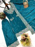 NEW ARRIVAL CHINON EMBROIDERY THREAD SEQUENCE WORK TOP PALAZZO WITH DUPATTA FESTIVE WEAR WHOLESALE PRICE ETHNIC GARMENT (7)
