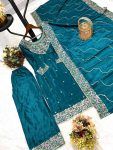NEW ARRIVAL CHINON EMBROIDERY THREAD SEQUENCE WORK TOP PALAZZO WITH DUPATTA FESTIVE WEAR WHOLESALE PRICE ETHNIC GARMENT (7)