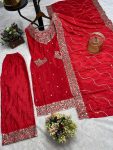 NEW ARRIVAL CHINON EMBROIDERY THREAD SEQUENCE WORK TOP PALAZZO WITH DUPATTA PARTY WEAR WHOLESALE PRICE ETHNIC GARMENT (14)