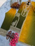 NEW ARRIVAL CHINON SILK DUAL TONE WITH EMBROIDERY SEQUENCE AND CODING WORK TOP PALAZZO WITH DUPATTA FESTIVE WEAR WHOLESALE PRICE ETHNIC GARMENT (7)