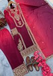 NEW ARRIVAL CHINON SILK DUAL TONE WITH EMBROIDERY SEQUENCE AND CODING WORK TOP PALAZZO WITH DUPATTA FESTIVE WEAR WHOLESALE PRICE ETHNIC GARMENT (12)